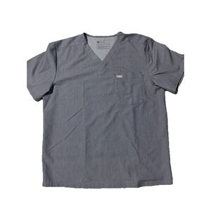 Figs Leon Scrub Top Mens XL Gray V-Neck Short Sleeve Stretch Nurse Pockets